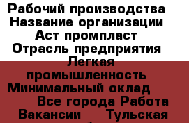 Рабочий производства › Название организации ­ Аст промпласт › Отрасль предприятия ­ Легкая промышленность › Минимальный оклад ­ 20 000 - Все города Работа » Вакансии   . Тульская обл.